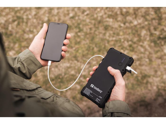 Sandberg Outdoor Powerbank Solar 24000mAh - Batería Portátil Impermeable con Paneles Solares, USB-C y USB 3.0, Gran Capacidad
