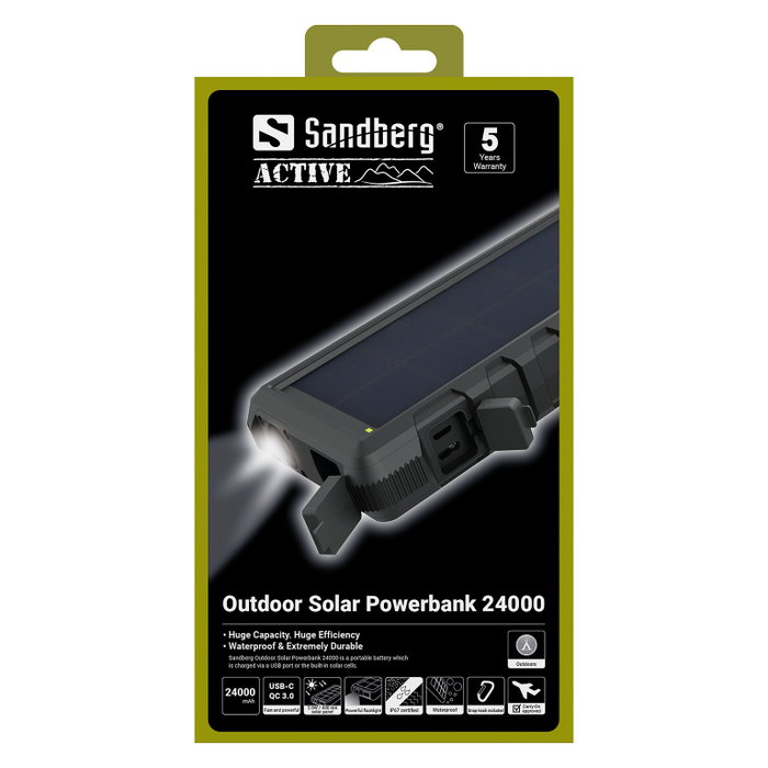 SANDBERG Outdoor Solar Powerbank 24000 24000mAh 65W QC3.0 USB-C/USB-C Negro, Gris