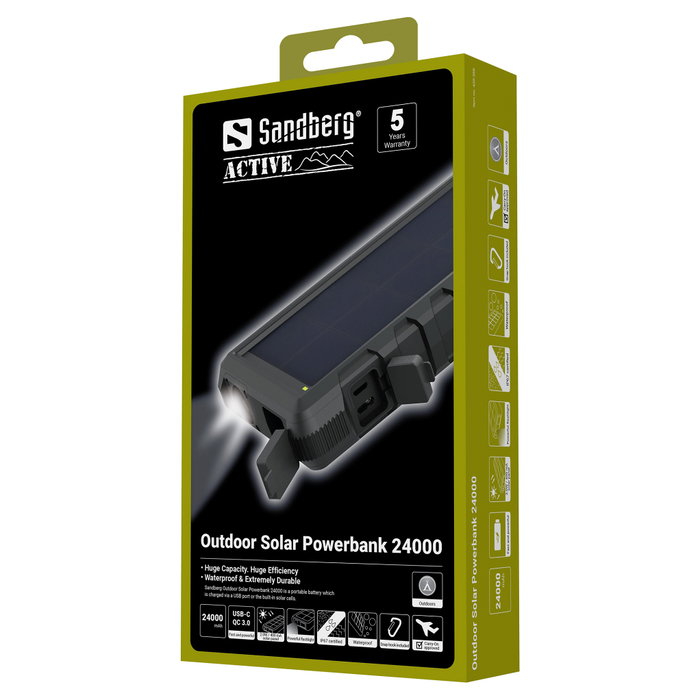 SANDBERG Outdoor Solar Powerbank 24000 24000mAh 65W QC3.0 USB-C/USB-C Negro, Gris