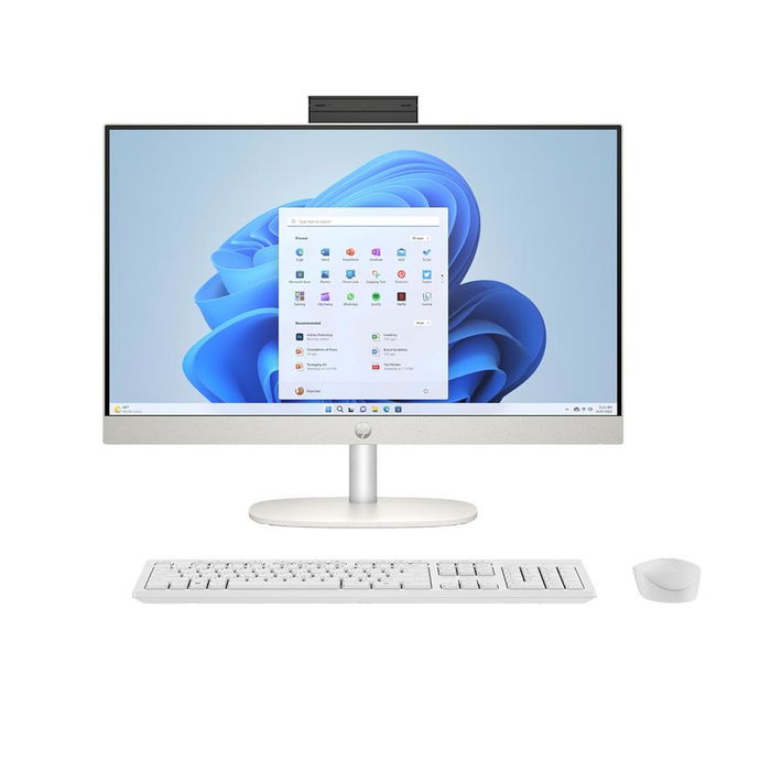 HP All-in-One 24-cr0138ns - Ordenador Todo en Uno de 23.8" Full HD, Procesador AMD Ryzen 3 7320U, 8GB RAM, SSD 512GB, WiFi 6, Teclado y Ratón Inalámbricos, Color Blanco