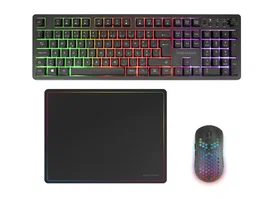 Mars Gaming MCPWXPT Combo Inalámbrico de Teclado, Ratón y Alfombrilla Negro QWERTY Portugués