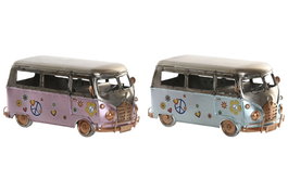 DKD Home Decor Vehiculo Decoracion Vintage Rosa Azul Metal 20 x 10 x 10 cm (4 Unidades)
