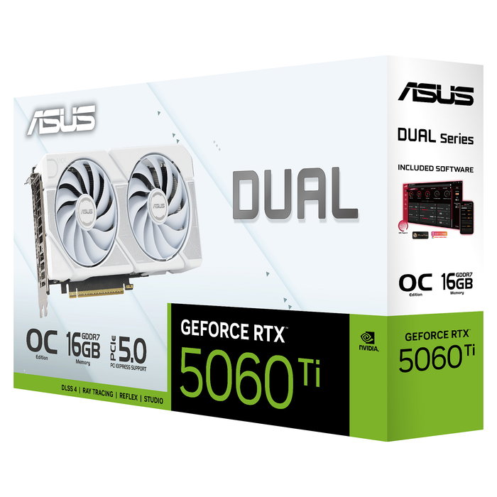 ASUS DUAL RTX 5060 TI 16GB GDDR7 Tarjeta Gráfica Blanca