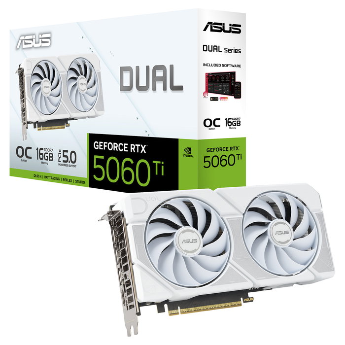 ASUS DUAL RTX 5060 TI 16GB GDDR7 Tarjeta Gráfica Blanca