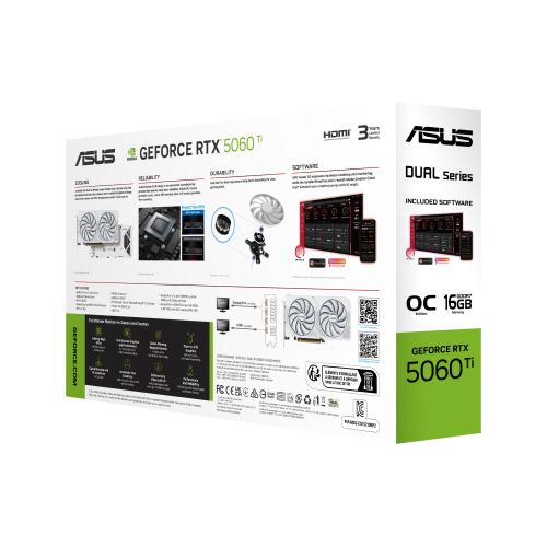 ASUS Dual NVIDIA GeForce RTX 5060 Ti 16 GB GDDR7 Blanco