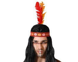 Turbante Indio Plumas y Flores para Disfraces de Carnaval y Eventos Temáticos Adulto Multicolor