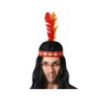 Atosa Cinta de Disfraz con Plumas para el Cabello - Turbante Indio Tribal en Rojo y Amarillo para Adultos