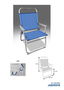 Silla playa aluminio fija azul, con asa para transportar 88x56'50x51 cm