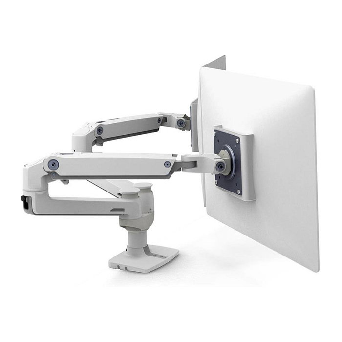 Ergotron 45-491-216 LX Monitor Arm, 2 Monitores Hasta 68.6 cm (27"), 18.1 kg Carga, Ajuste Altura 0-33 cm, VESA 75x75-100x100 mm, Montaje Escritorio, Blanco