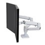 Ergotron 45-491-216 LX Monitor Arm, 2 Monitores Hasta 68.6 cm (27"), 18.1 kg Carga, Ajuste Altura 0-33 cm, VESA 75x75-100x100 mm, Montaje Escritorio, Blanco