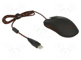 DeLOCK 12531 Ratón Gaming Óptico 4800 DPI Negro y Rojo