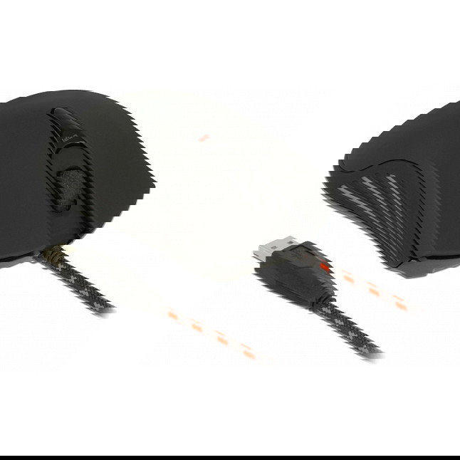 DeLOCK 12531 Ratón Gaming Óptico Ambidiestro 4800 DPI USB para PC y Portátil, 4 Botones, Interruptor DPI, Negro y Rojo, 1.8 m de Cable