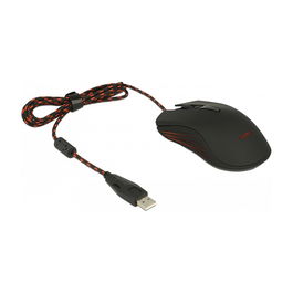 DeLOCK 12531 Ratón Gaming Óptico Ambidiestro 4800 DPI USB para PC y Portátil, 4 Botones, Interruptor DPI, Negro y Rojo, 1.8 m de Cable