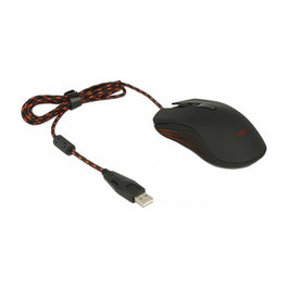 DeLOCK 12531 Ratón Gaming Óptico 4800 DPI Negro y Rojo