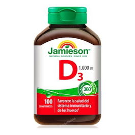 JAMIESON Vitamina D3 1000UI - 25µg Colecalciferol para Huesos y Sistema Inmune 100 Comprimidos