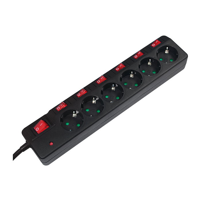 LogiLink LPS233 Regleta de 6 tomas con interruptores, 1,5 m, Negro LogiLink LPS233 Regleta de 6 tomas con interruptores, 1,5 m, Negro