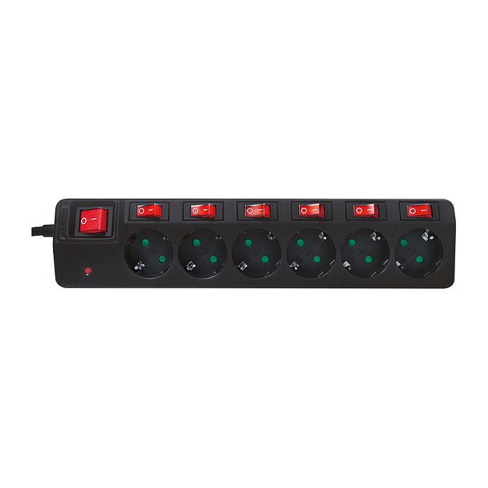 LogiLink LPS233 Regleta de 6 tomas con interruptores, 1,5 m, Negro LogiLink LPS233 Regleta de 6 tomas con interruptores, 1,5 m, Negro