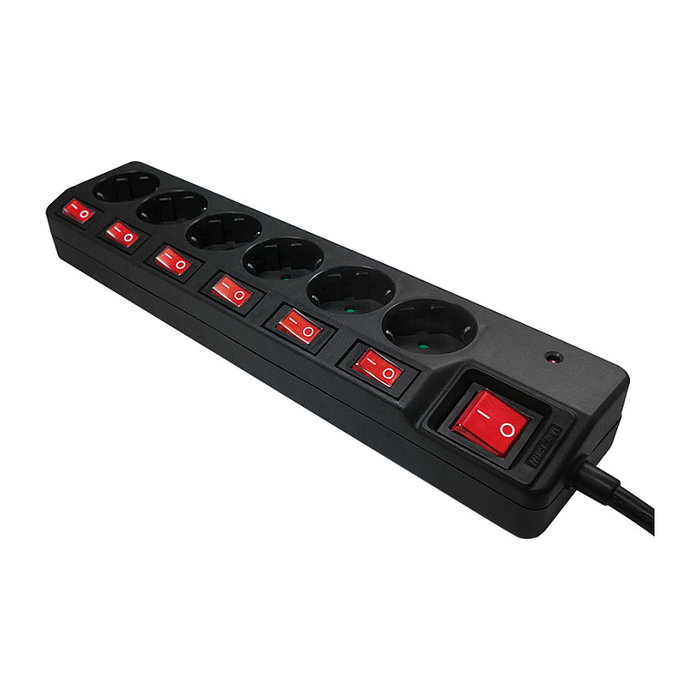 LogiLink LPS233 Regleta de 6 tomas con interruptores, 1,5 m, Negro LogiLink LPS233 Regleta de 6 tomas con interruptores, 1,5 m, Negro