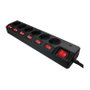 LogiLink LPS233 Regleta de 6 tomas con interruptores, 1,5 m, Negro