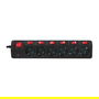 Logilink Regleta de enchufes 6 salidas, 1.5m con 6 interruptores, color negro