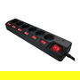 Logilink Regleta de enchufes 6 salidas, 1.5m con 6 interruptores, color negro