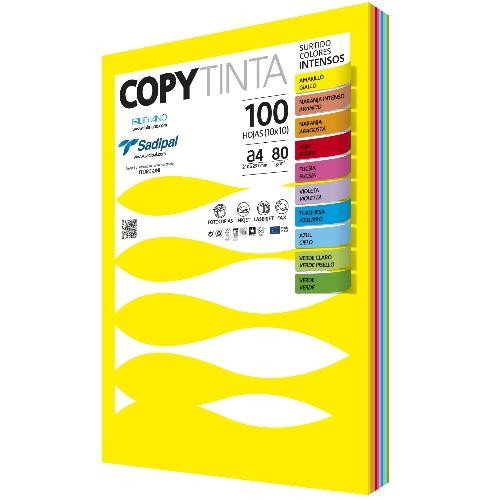 Fabriano Paquete de 100 Hojas A4 Colores Surtidos Intensos Fabriano Paquete de 100 Hojas A4 Colores Surtidos Intensos