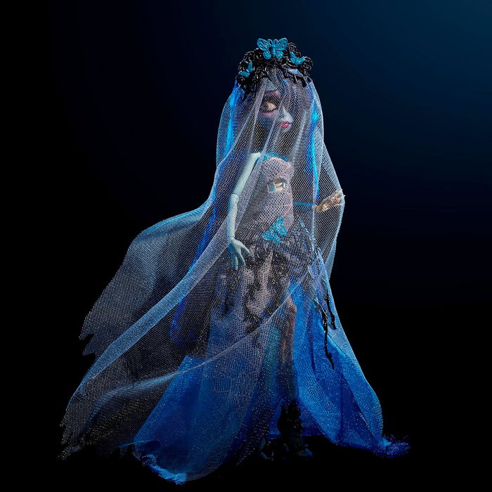 Monster High Jdr67 Muñeca Skullector Novia Cadáver Emily con vestido gótico y velo de mariposas Monster High Jdr67 Muñeca Skullector Novia Cadáver Emily con vestido gótico y velo de mariposas