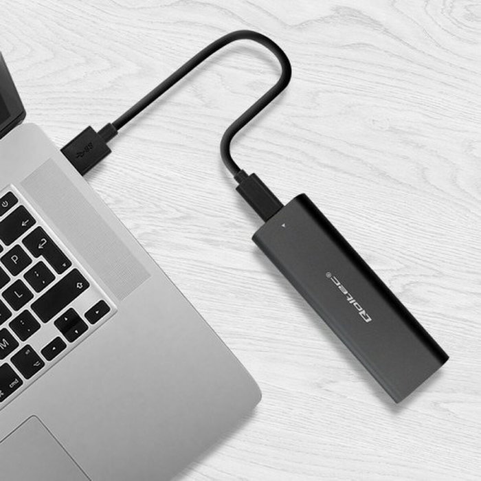 QOLTEC Carcasa de disco M.2 USB 3.1 Gen 1 en aluminio, negro