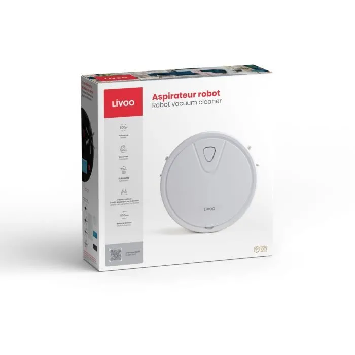Livoo DOH135 Robot Aspirador - 800 Pa - 70 min - 67 dB - 500 mL - Blanco