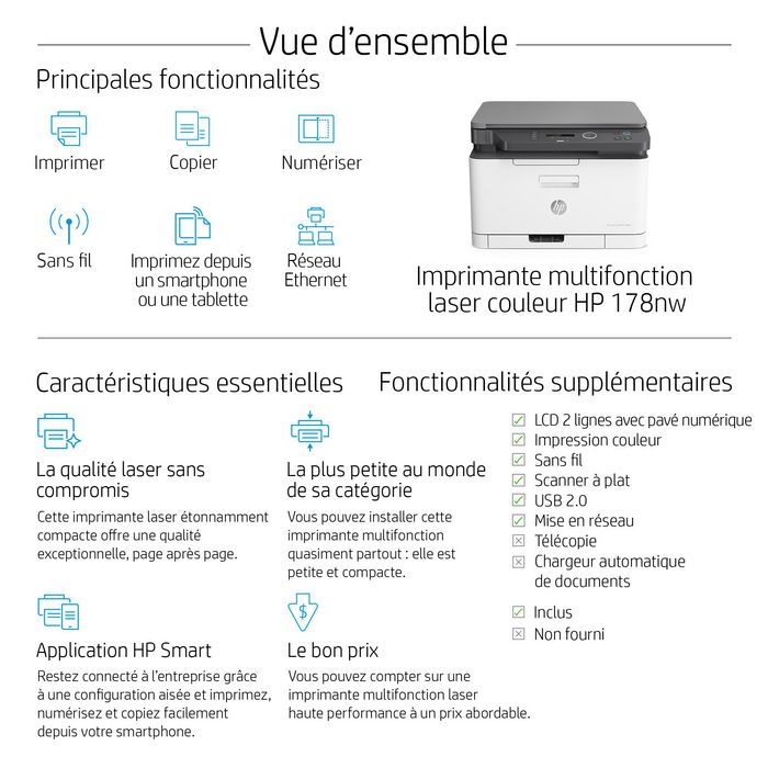 HP Color Laser MFP 178nw Impresora Multifunción Inalámbrica a Color