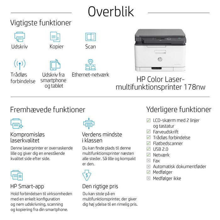 HP Color Laser MFP 178nw Impresora Multifunción Inalámbrica a Color