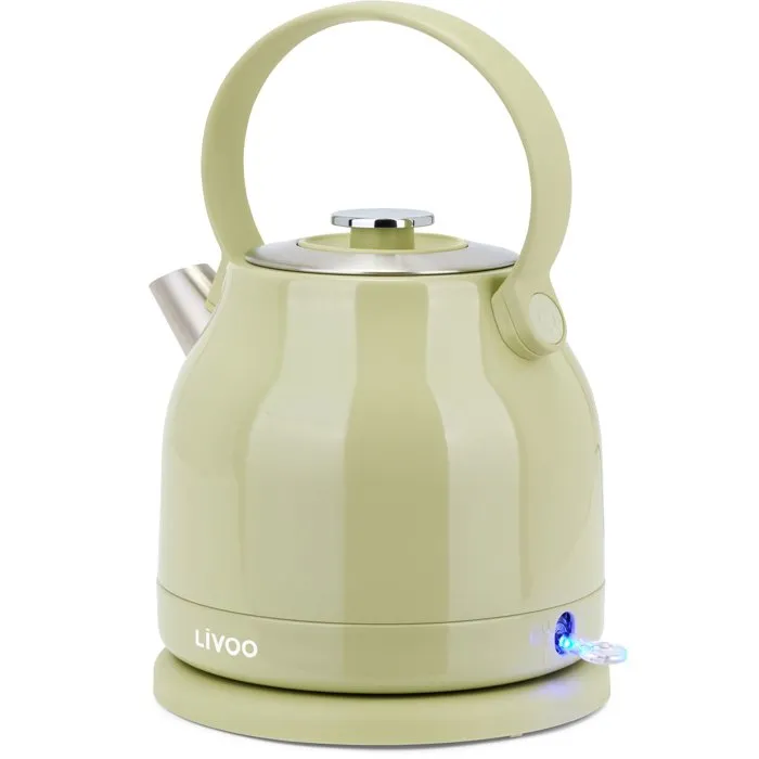 Livoo Hervidor Eléctrico Retro DOD202M, 1.5 L, 2200 W, Base Giratoria 360°, Acero Inoxidable, Color Matcha Livoo Hervidor Eléctrico Retro DOD202M, 1.5 L, 2200 W, Base Giratoria 360°, Acero Inoxidable, Color Matcha