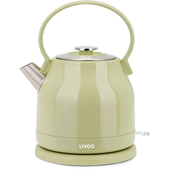 Livoo Hervidor Eléctrico Retro DOD202M, 1.5 L, 2200 W, Base Giratoria 360°, Acero Inoxidable, Color Matcha Livoo Hervidor Eléctrico Retro DOD202M, 1.5 L, 2200 W, Base Giratoria 360°, Acero Inoxidable, Color Matcha