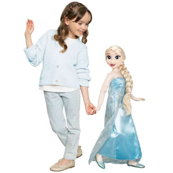 Jakks Pacific Muñeca Princesa Disney Frozen Elsa 80 cm de PVC, incluye Conjunto y Cepillo, para Niñas +3 Años Jakks Pacific Muñeca Princesa Disney Frozen Elsa 80 cm de PVC, incluye Conjunto y Cepillo, para Niñas +3 Años