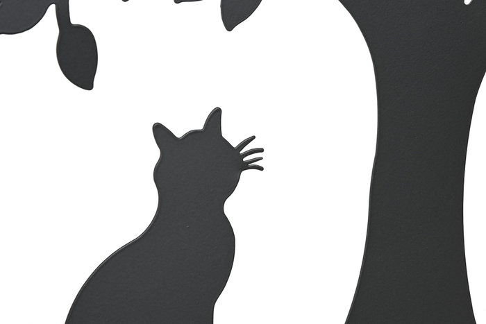 DKD Home Decor Decoración de Pared Metal Árbol Gato Negro 60x60 cm
