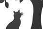 DKD Home Decor Decoración de Pared Metal Árbol Gato Negro 60x60 cm