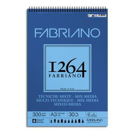 Bloc De Dibujo Fabriano 1264 Mix Media Con Espiral Grano Natural Tecnicas Mixtas A3 300G 30H