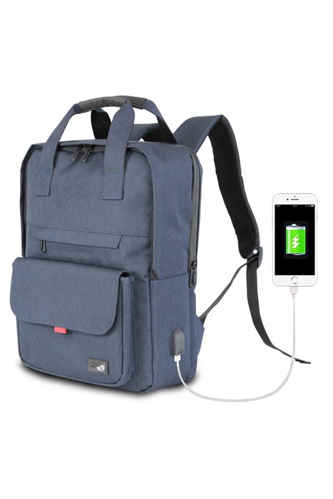Zoozie Bags 2218 Bolsa para Portátil Resistente al Agua con Puerto USB, 22-25 L, Tejido Impermeable, Azul Oscuro Zoozie Bags 2218 Bolsa para Portátil Resistente al Agua con Puerto USB, 22-25 L, Tejido Impermeable, Azul Oscuro