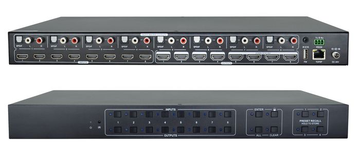 Vivolink VLHDMIMAT8X8 Conmutador Matriz HDMI 2.0 8x8, 4K@60Hz HDR 4:4:4, 18Gbps HDCP 2.2/2.3, Toslink/L+R Audio, Control LAN