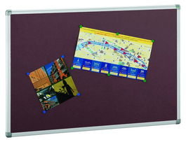 Tablero De Corcho Faibo Solido Tapizado Marco Aluminio 90X120 Cm Burdeos