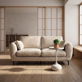 Sofá 2 Plazas Crema Tejido-Metal 189 X 92 X 88 cm