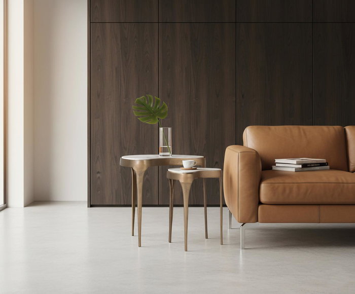 Giner y Colomer Lote de 2 Mesas Cilíndricas de Madera de Mango, Natural, 57CM y 41CM