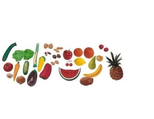 MINILAND Estuche de Comida Surtida de 36 Piezas (Frutas, Hortalizas y Frutos Secos)