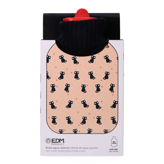 Edm Bolsa de agua caliente 2 l modelo gatos negros