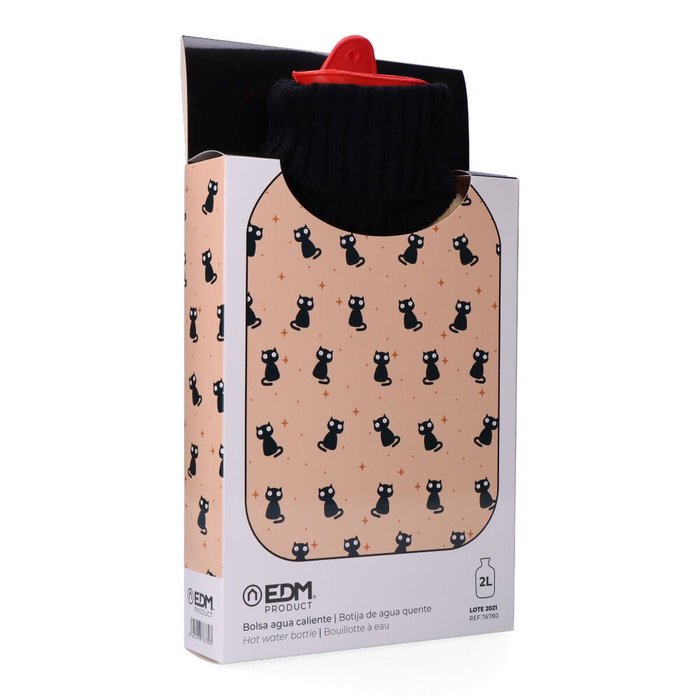 Edm Bolsa de agua caliente 2 l modelo gatos negros