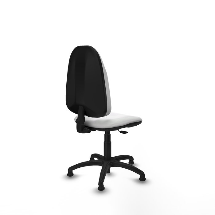 Silla de oficina Algarra con mecanismo Contacto permanente básico tapizada con Tela color Blanco. Equipada con Base poliamida negra, Sin brazosy Topes Silla de oficina Algarra con mecanismo Contacto permanente básico tapizada con Tela color Blanco. Equipada con Base poliamida negra, Sin brazosy Topes