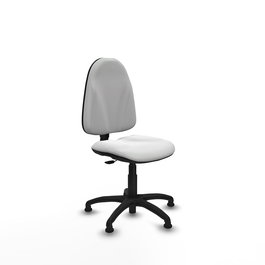 Silla de oficina Algarra con mecanismo Contacto permanente básico tapizada con Tela color Blanco. Equipada con Base poliamida negra, Sin brazosy Topes