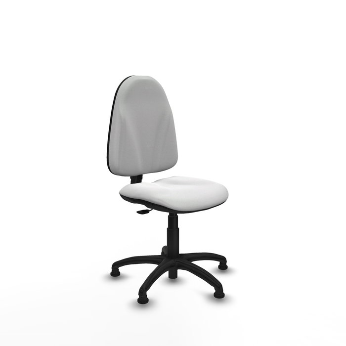 Silla de oficina Algarra con mecanismo Contacto permanente básico tapizada con Tela color Blanco. Equipada con Base poliamida negra, Sin brazosy Topes Silla de oficina Algarra con mecanismo Contacto permanente básico tapizada con Tela color Blanco. Equipada con Base poliamida negra, Sin brazosy Topes