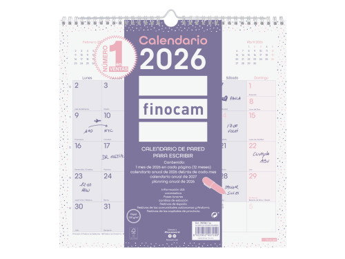 Finocam Calendario De Pared Mv Chic Morado 30x30 cm Anual Para Escribir 2026 Finocam Calendario De Pared Mv Chic Morado 30x30 cm Anual Para Escribir 2026