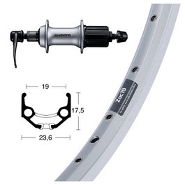 Winora RYDE ZAC 19 Rueda Trasera 28x1.75 36 Agujeros Shimano Acera T3000 8V Aluminio Plata